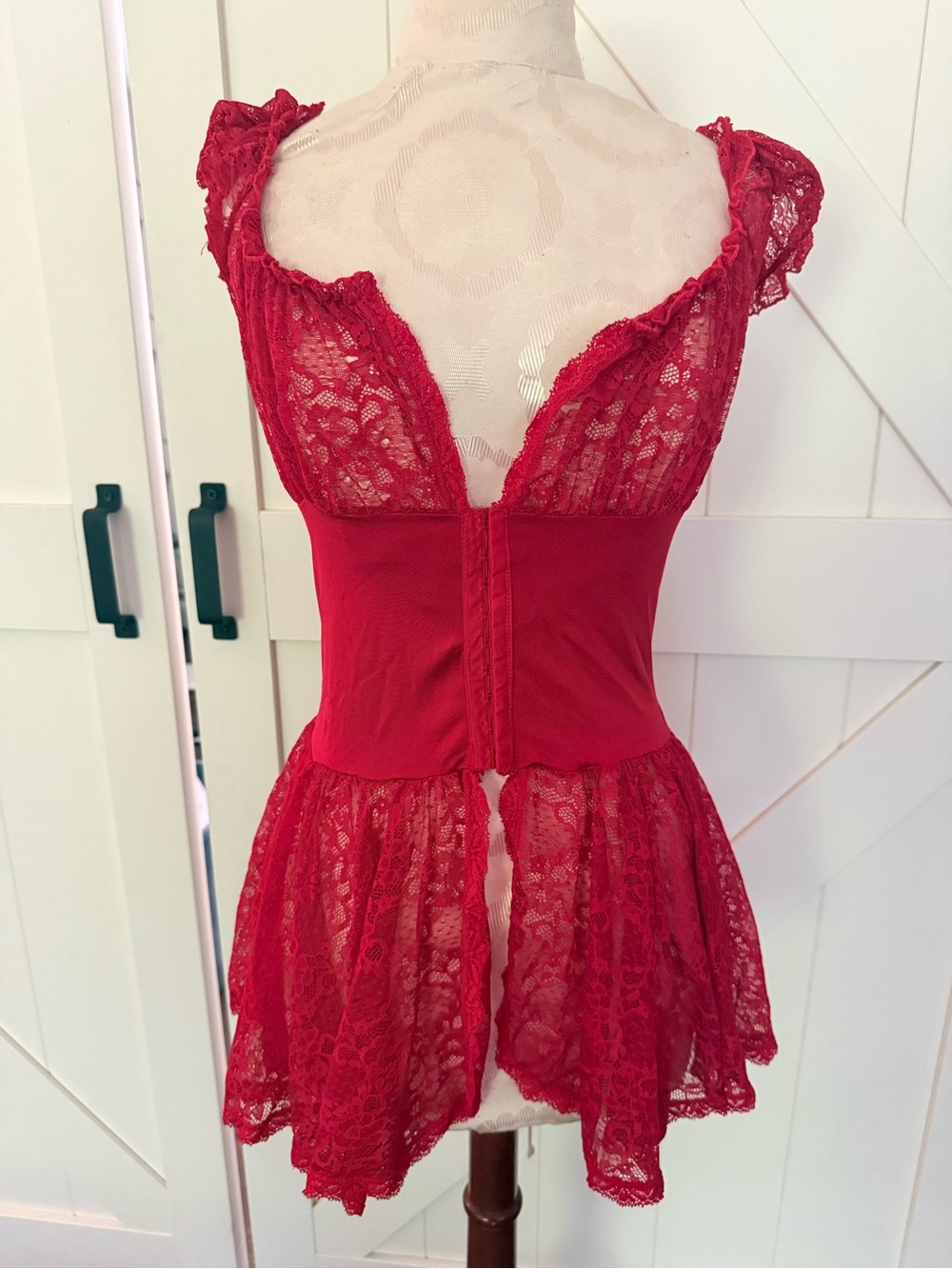 Red Lace Babydoll Chemise Lingerie